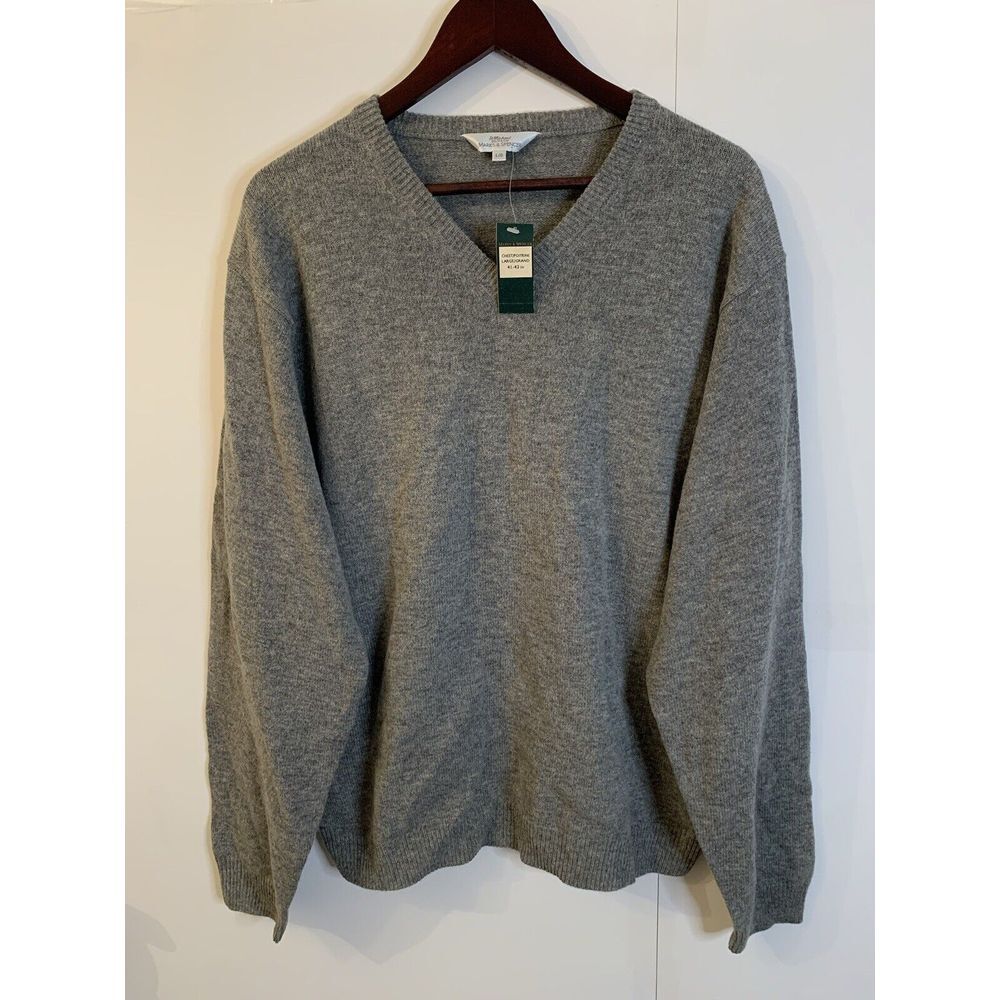 Vintage St Michael Marks And Spencer Lambswool Sweater Mens Large Gray READ